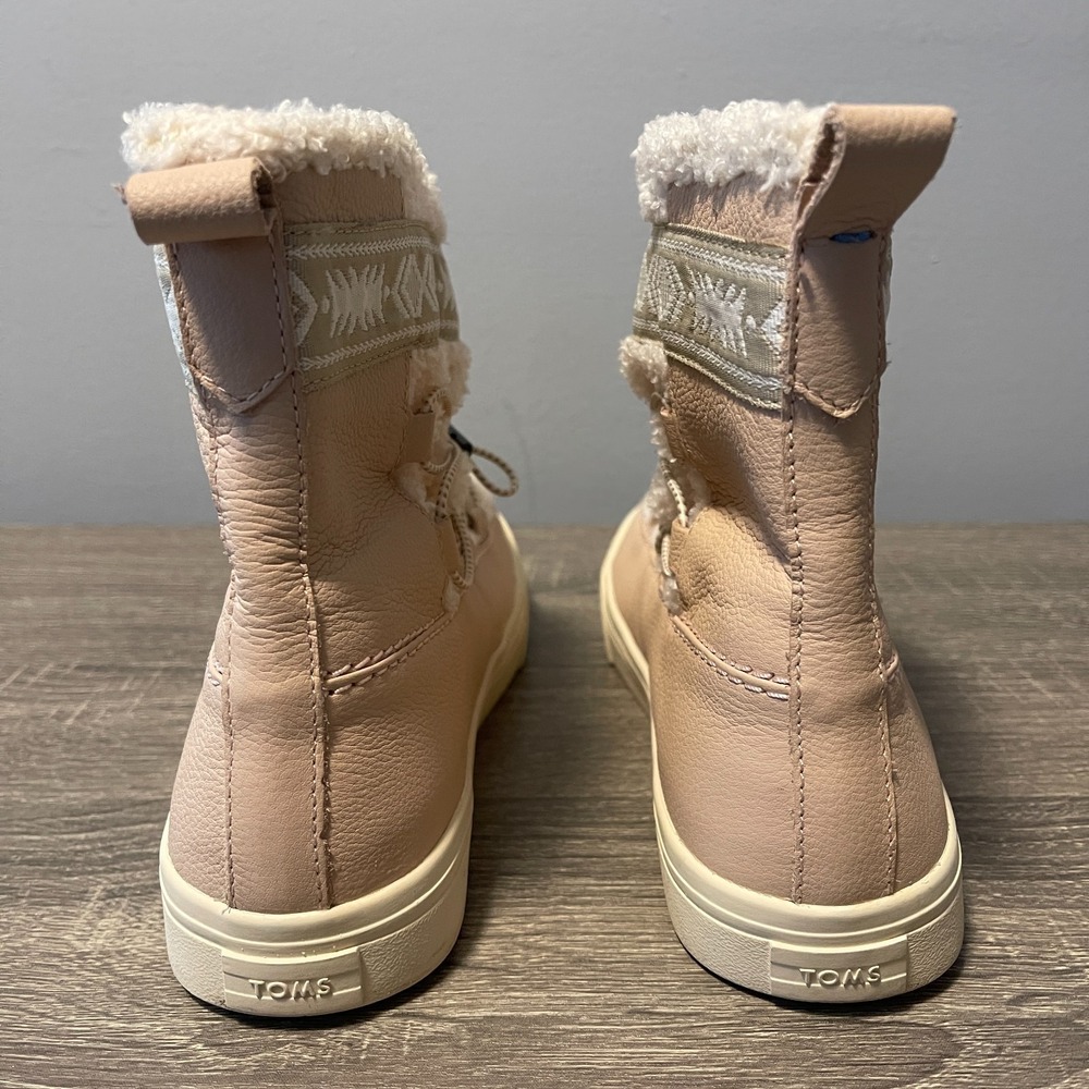 TOMS Women's 9.5 Faux Shearling Winter Boots Pink Blush Tan Fleece Lined EU 41 - Picture 6 of 9